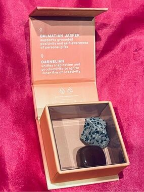 "CREATOR" Crystal Gift Box with Dalmatian Jasper and Carnelian - Shoppe Geo
